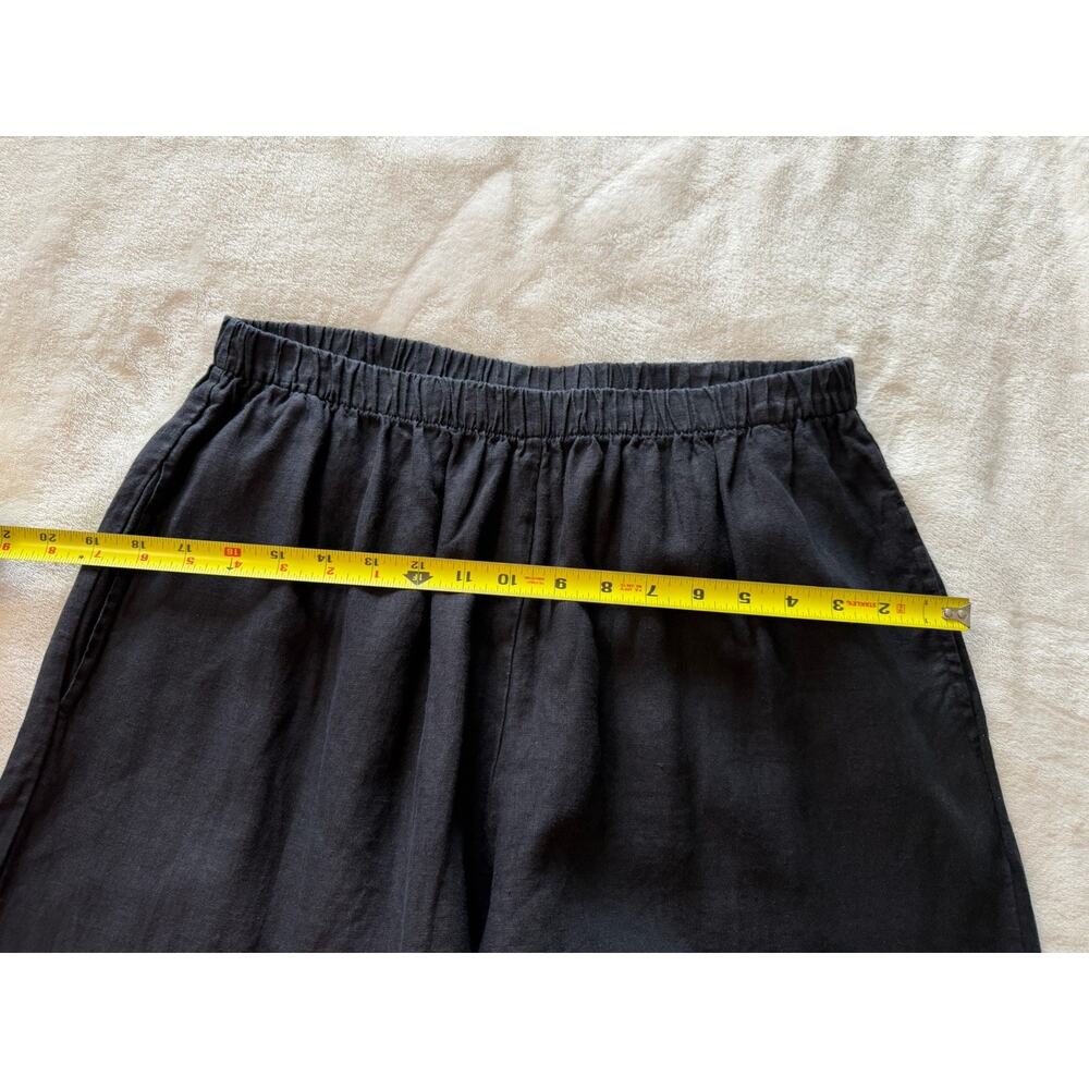 Bryn Walker 100% Linen Pants Women’s M Black Wide Leg Lagenlook Pull On Cropped - Picture 13 of 15